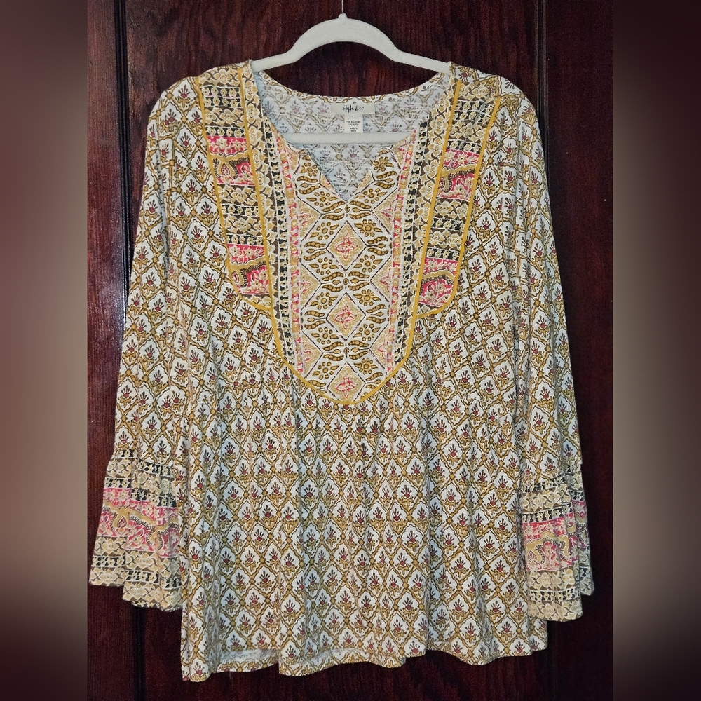 Stlye&Co, L, Multi, Bohemian Peasant Top
